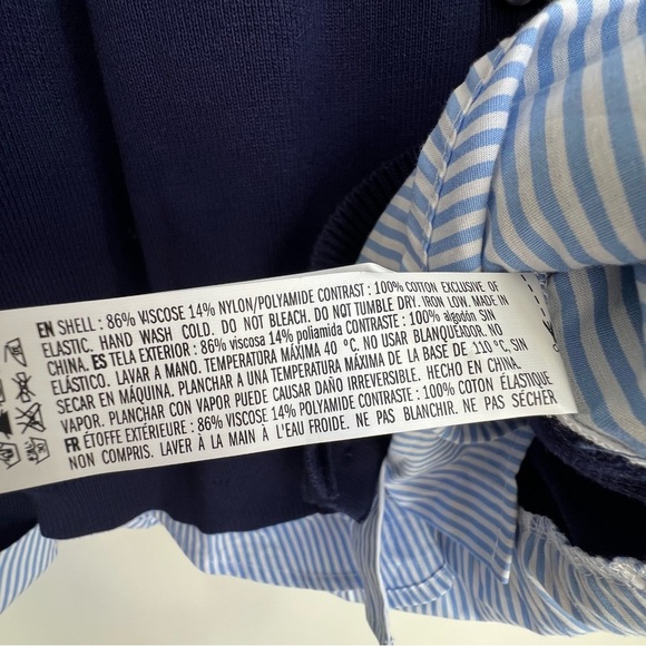 English Factory Blue Mixed Media Layered Cardigan Blouse Collared Button down - Picture 8 of 11